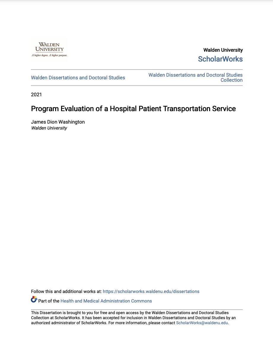 Program Evaluation of a Hospital Patient Transportation Service